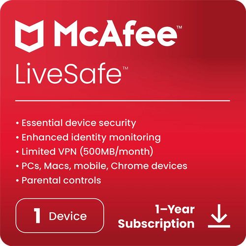 McAfee LiveSafe - 1 apparaat - abonnement voor 1 jaar
