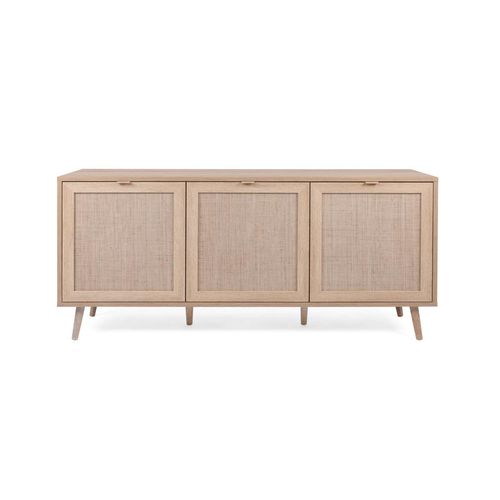 Finori Bali 51A Sideboard Holzwerkstoff Sonoma Eiche/Rafia Geflecht