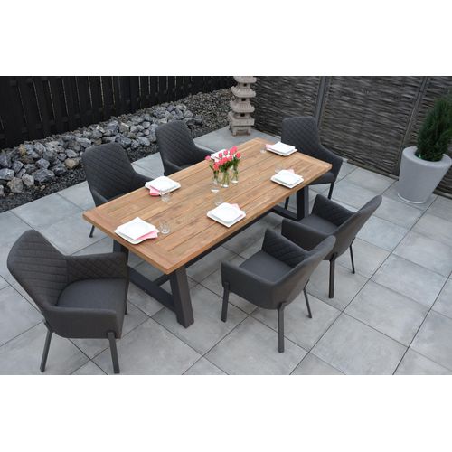 ANGEBOT Outdoor Living Rafael Sunbrella Gartenmöbelset 7tlg. mit Tisch Belanda 240x100 cm Sooty