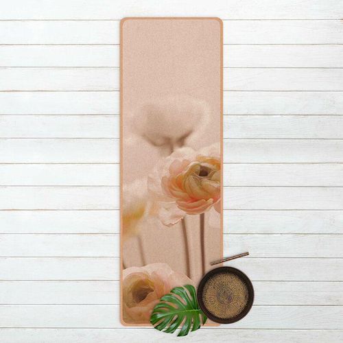 Micasia – Yogamatte – Zarter Strauch an Rosa Blüten Größe HxB: 61cm x 183cm