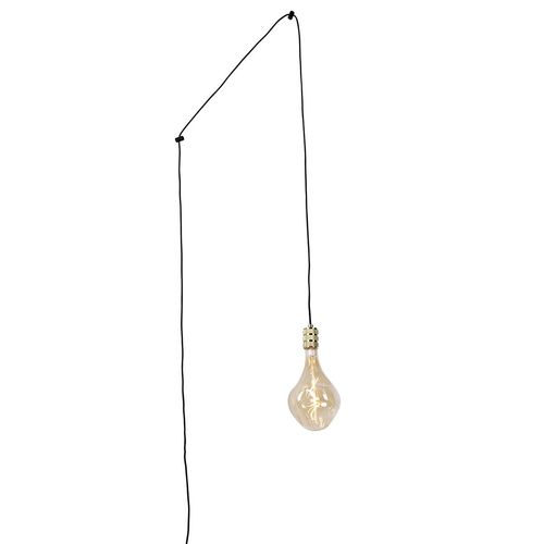 Hanglamp goud met stekker incl. PS160 goud dimbaar - Cavalux