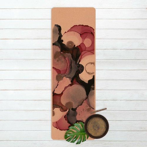Micasia – Yogamatte – Pink-Beige Tropfen mit Roségold Größe HxB: 61cm x 183cm