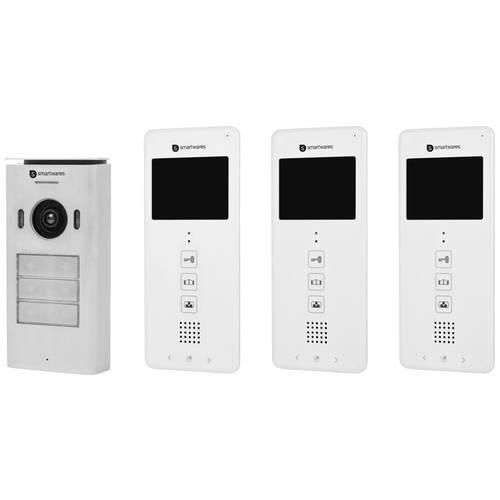 Smartwares DIC-22132 Video-Türsprechanlage 2-Draht Komplett-Set 3 Familienhaus Weiß