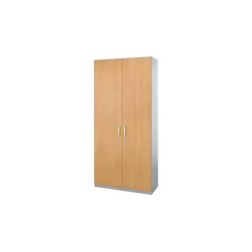 Schäfer Shop Genius Flügeltürenschrank TETRIS SOLID, Stahlkorpus, 5 OH, B 1200 mm, abschließbar, Buche-Dekor/weißalu