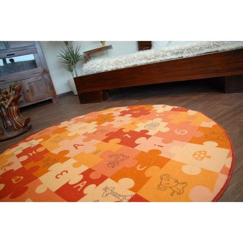 Teppich kreis puzzle orange orange rund 100 cm