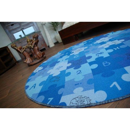 Teppich kreis puzzle blau blue rund 100 cm