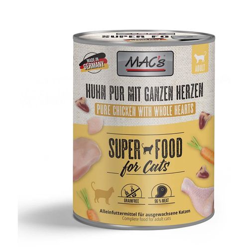 MAC's Cat Fleischmenü Huhn pur mit ganzen Geflügelherzen 12x800g