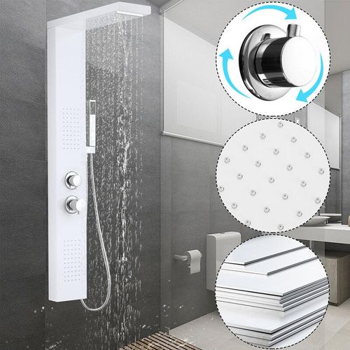 Regendusche System Edelstahl Gebürstet Duschpaneel Wandmontage Duschset Handbrause Luxus Duscharmatur Set für Bad (Weiß) – Froadp