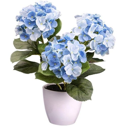 Kunstblume Hortensienbusch Hortensie, Creativ green, Höhe 32 cm, blau