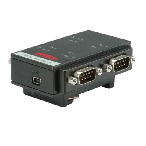 ROLINE USB 2.0 nach RS232 Adapter für DIN Hutschiene, 4 Port