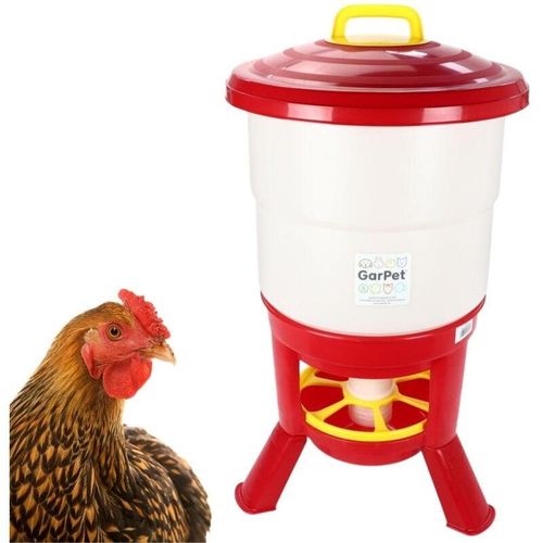 Garpet - Hühner Futterautomat 50 l Geflügelfutterautomat Silo Geflügel Futterspender Futtertrog mit Füßen Futtersilo Automatisch Trichter