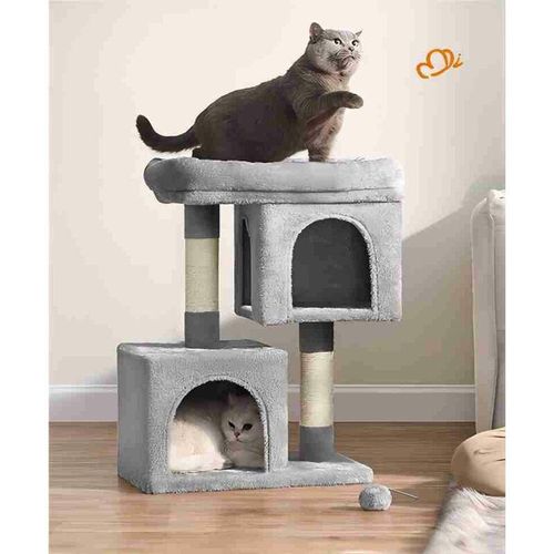 Songmics - Feandrea Kratzbaum, 74 cm Katzenbaum, m, Katzenhaus für mittelgroße Katzen bis zu 5 kg, große Plattform, 2 Katzenhöhlen, Sisalstämme,