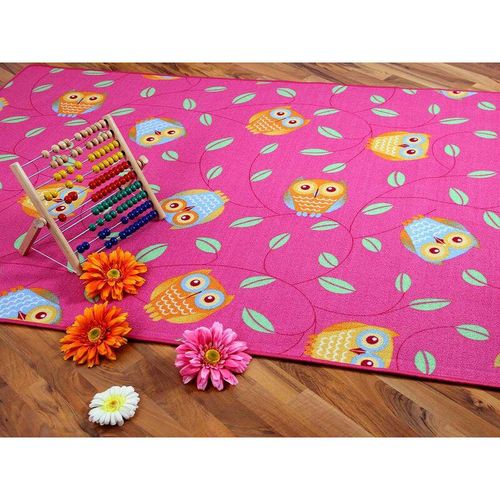 Snapstyle - Kinder Spielteppich Eule Pink - 100x300 cm