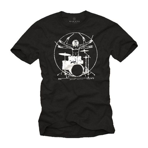 MAKAYA T-Shirt Herren Schlagzeug Drummer Musik Band Musikinstrumente Musiker Männer mit Druck