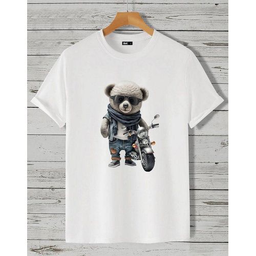 RMK T-Shirt Herren T-Shirt Rundhals mit Teddybär Motorrad