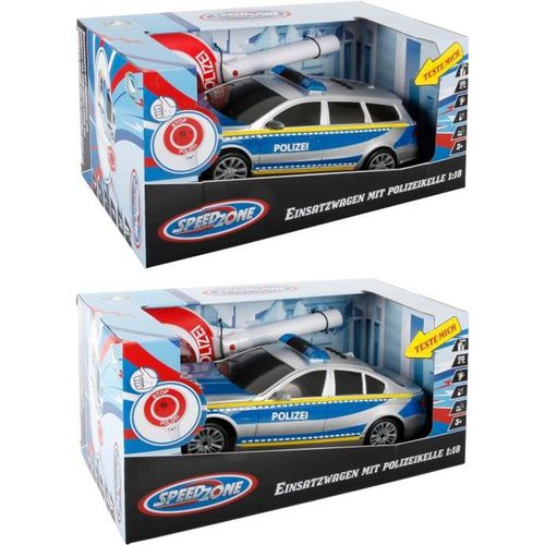Speedzone Polizeiauto mit Polizeikelle