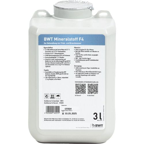 Mineralstoff F4 3 l – Mineral-Dosierwirkstoff – minimiert Korrosionsschäden und Kalkablagerungen – BWT