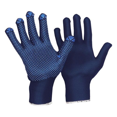 Strickhandschuhe Baumwolle einseitig benoppt, blau, VE 12 Paar, Größe 9