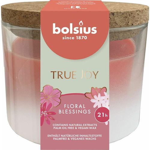 Bolsius – Duftkerze mit Korkdeckel True Joy rosa Floral Blessings Duftkerzen