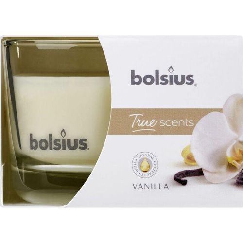 Bolsius – Duftkerze im Glas Vanille, Höhe 6 cm, ø 9 cm Kerze Dekokerzen