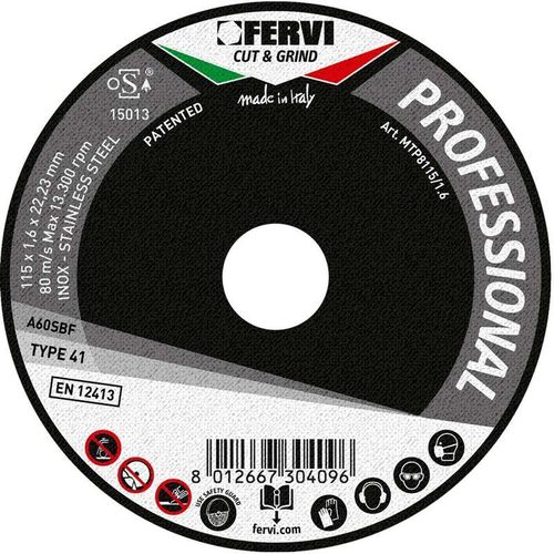 Fervi - trennscheiben für metall ø 125 x 1,3 x 22 mm A60 s MTP8125/1.3