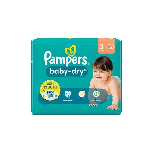 Pampers® Windeln baby-dry™ Größe Gr.3 (6-10 kg) für Babys und Kleinkinder (4-18 Monate), 34 St.