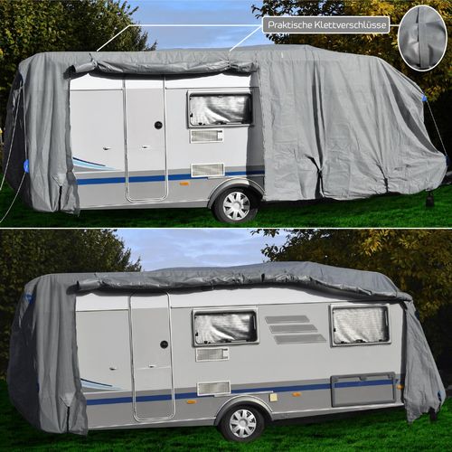 GreenYard® Wohnwagen Abdeckplane mit Reflektoren Größe XXL 730 x 250 x 220 cm