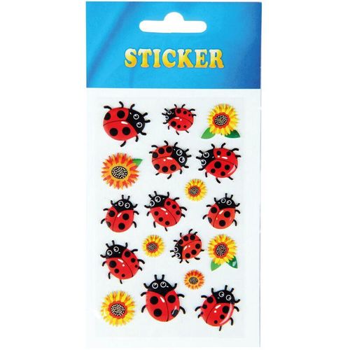 Lustige und Niedliche Sticker zum Aufkleben, Stickerbögen mit Tieren, in vielen verschiedenen Motiven verfügbar (Design: Marienkäfer 1) – Marienkäfer