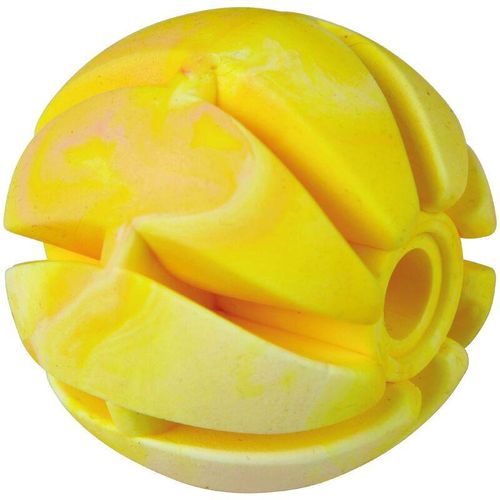 Hundespielball ( Gelb ) Ø7cm, 3er Pack Spielball (100% tpe) Snackball, Zahnpflege, Hundespielzeug Wurfspielzeug, Spiralball für Hunde – Gelb