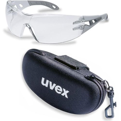 Schutzbrille pheos supravision excellence klar hellgrau/grau im Set inkl. Brillenetui, Sicherheitsbrille, Arbeitsschutzbrille – Uvex