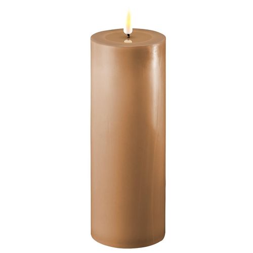 Deluxe Homeart LED Stumpenkerze Real Flame karamell, Ø7,5 x H20cm, karamell