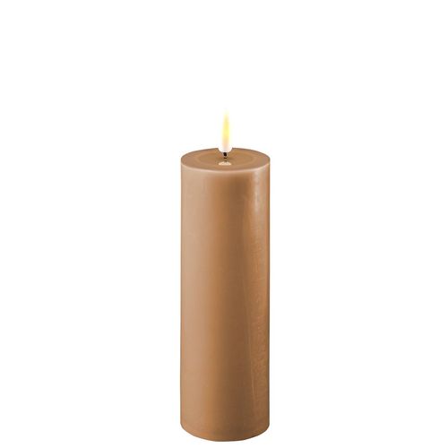 Deluxe Homeart LED Stumpenkerze Real Flame karamell, Ø5 x H15cm, karamell