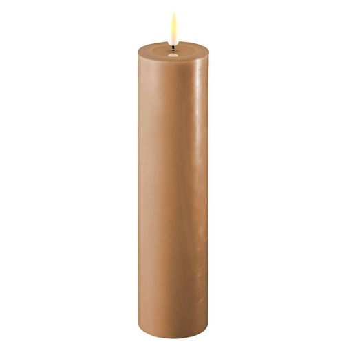 Deluxe Homeart LED Stumpenkerze Real Flame karamell, Ø5 x H20cm, karamell