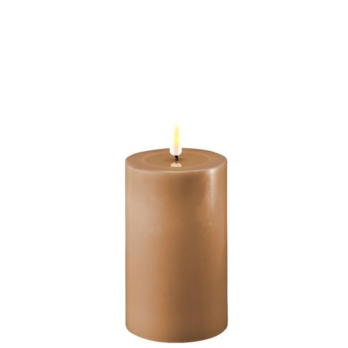 Deluxe Homeart LED Stumpenkerze Real Flame karamell, Ø7,5 x H12,5cm, karamell