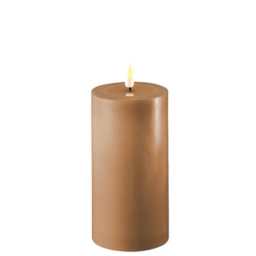 Deluxe Homeart LED Stumpenkerze Real Flame karamell, Ø7,5 x H15cm, karamell