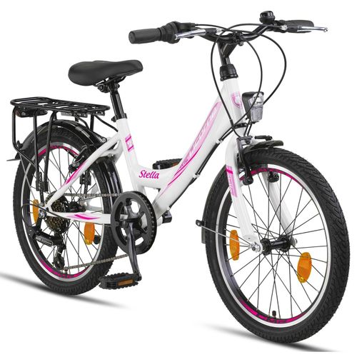 Licorne Bike Stella Premium City Bike 20,24,26 und 28 Zoll Fahrrad für Mädchen Herren und Damen 21 Gang (6 Gang bei 20 Zoll) Holland Citybike Zoll:20;Farbe:Weiss