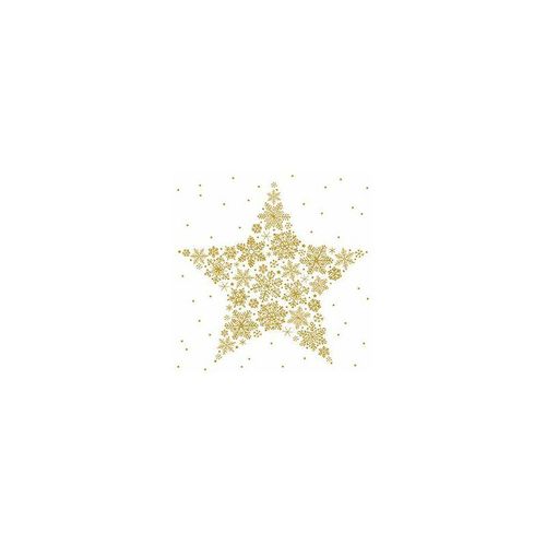 Servietten Big Crystal Star w.-gold 33 x 33 cm - 20er Pack Servietten - Braun&company
