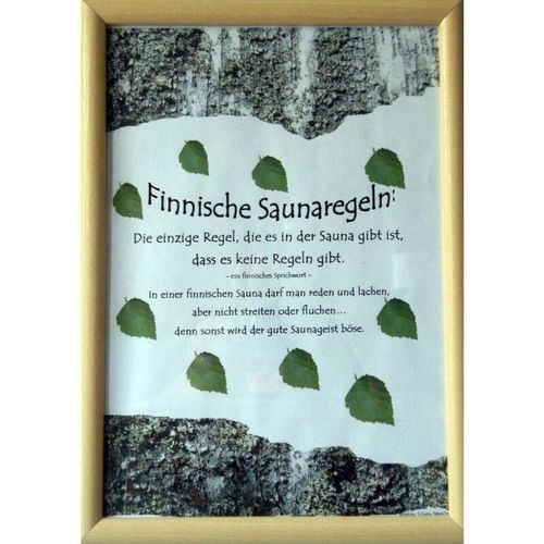 Saunaposter finnische Saunaregeln DinA4 im Holzrahmen – Finlax