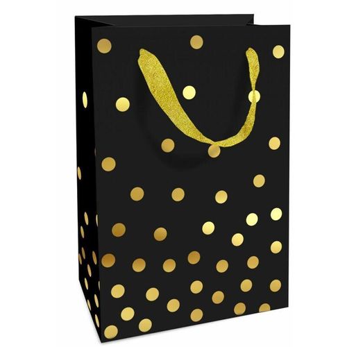 Geschenktragetasche Golden Dots schwarz 11 x 16 x 5 cm Geschenktragetasche Weihnachten - Braun&company
