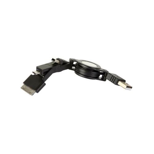 Any brand USB-LADEADAPTER FÜR IPAD/IPOD + MINI USB + MICRO USB - AUFROLLBAR