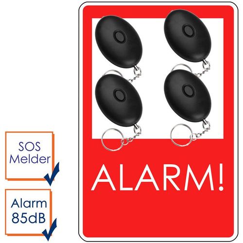 4er-Set Mini-Taschenalarm Überfallalarm SOS-Notruf Personen-Alarm 85dB