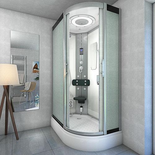Dusche Duschkabine D60-70M2R Duschtempel Sauna 80×120 cm – Weiß