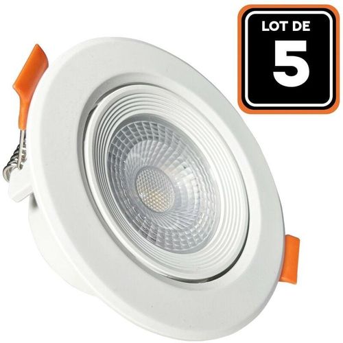 Lot de 5 Spot led Encastrable Rond 5W - Blanc Neutre 4000K