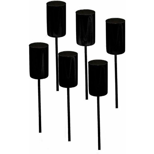 Tafelkerzen Pick 6er Set – schwarz – Kerzen Stecker für Advents und Weihnachts Gesteck – Kerzenpick für Stabkerzen