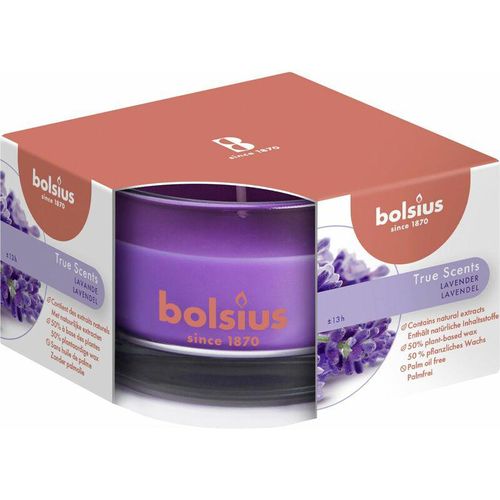 Bolsius – Duftkerze im Glas Lavendel, Höhe 5 cm, ø 8 cm Kerze Dekokerzen