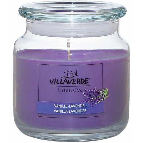 Duftkerze im Glas m. Deckel Vanille-Lavendel, h 10 cm, ø 10 cm Duftkerzen – Villa Verde