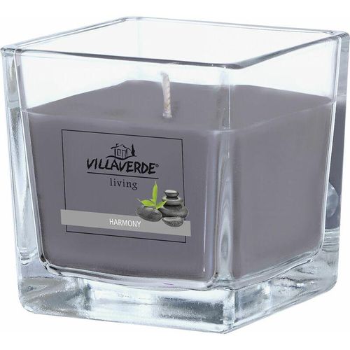 Villa Verde – Duftkerze im Glas klar eckig Harmony, 8 x 8 x 8 cm Duftkerzen