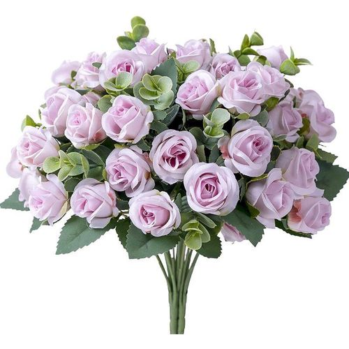 Qiedie – Künstliche Blumen, Seidenstrauß, künstliche Blumen, Hochzeitstisch, Party, lila Vase