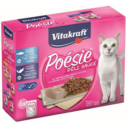 Vitakraft - Katzenfutter Poesie DeliSauce, Multipack Fisch - 6 Beutel