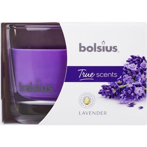 Bolsius – Duftkerze im Glas Lavendel, Höhe 6 cm, ø 9 cm Kerze Dekokerzen